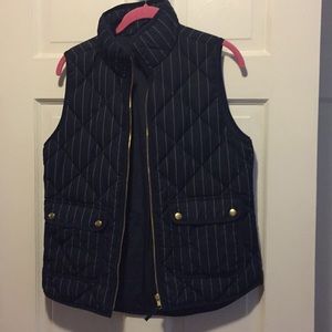 J Crew navy striped down vest